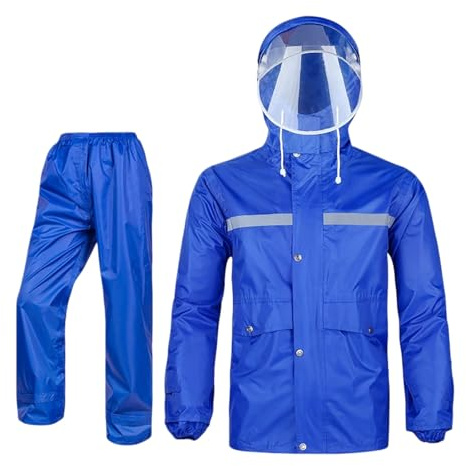 Celanisai Tuta antipioggia da uomo e donna, riflettente, impermeabile, per moto, per attività all'aria aperta, 2 pezzi, impermeabile e pantaloni antipioggia, antivento, abbigliamento da pioggia