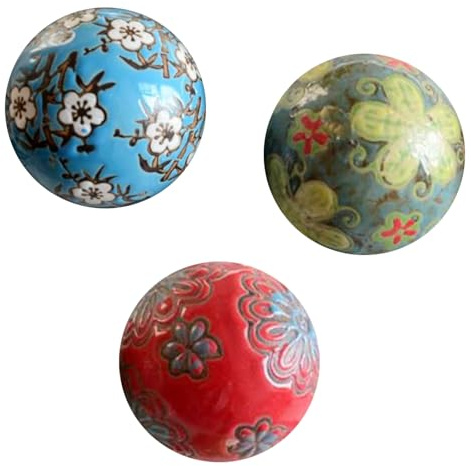 Xuancai Lot de 3 boules flottantes en céramique peintes à la main pour aquariums, maison, bureau, motif ancien, couleur aléatoire