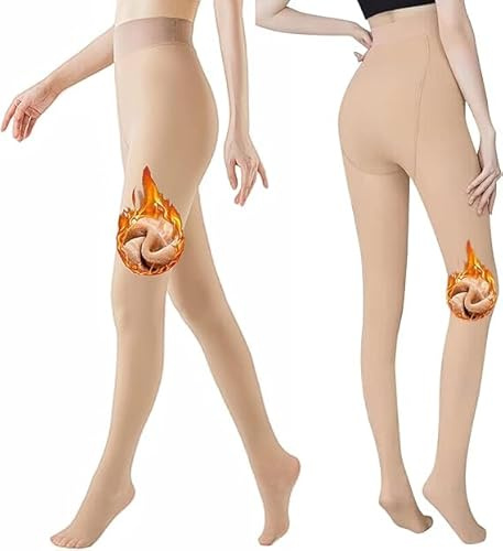 Hbaid Winter Thermostrumpfhosen für Damen, Blickdichte Fleece Wärmende Gefütterte Strumpfhose, High Waist Warm Fleece Pantyhose Dicke Plüschstrümpfe (L/XL)