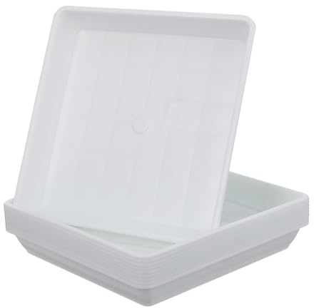 TOYANDONA Quadratische Kunststoff Untersetzer 10 Stück 18x18cm Weiß für Sukkulententöpfe und Blumentöpfe Robustes Material für Garten und Haushalt