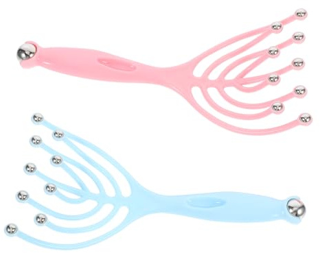 Mikinona 2 pezzi Massaggiatore per Testa Artigli Portatile Dispositivo Manuale Compatto in Plastica Resistente Massaggia Capelluto Collo e Corpo Strumento Handheld per Rilassamento e