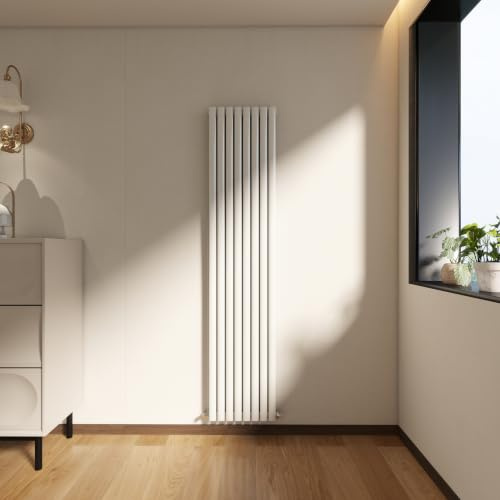 Vertical Designer Oval Column Radiator 1800x472mm Gloss White Double | Central Heating Rads,Wall Mounted Radiators,Modern Column Radiator,Suitable for Bathrooms, Living Rooms & Hallways