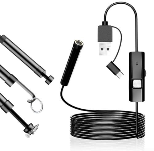 Endoskopkamera, 5,5 mm Sonde, 1200P HD-Inspektionskamera mit 6 verstellbaren LEDs, IP65 wasserdicht, für Android-Telefone und Computer, Wartungstechniker (100 cm)