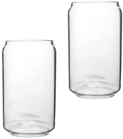 Toyvian Set da 2 Bicchieri in Vetro Trasparente Creativi da 550 Ml Bicchiere da Vino e Acqua Design a Lattina per Bevande Fredde Eventi e Uso Quotidiano