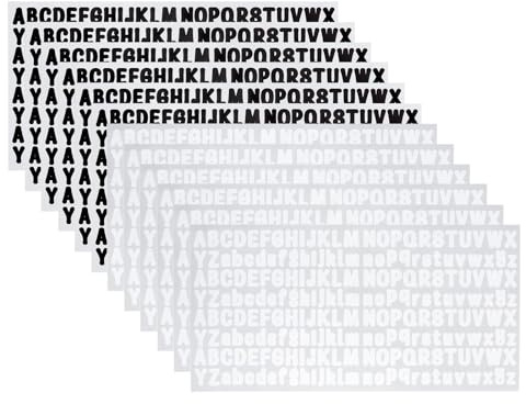 12 Fogli 2496 Pezzi Adesivi lettere piccoli nere e bianche in PVC Adesivi Lettere alfabeto autoadesivi alfabeto impermeabile alphabet stickers per etichettatura fai da te quaderno vetro e tazze