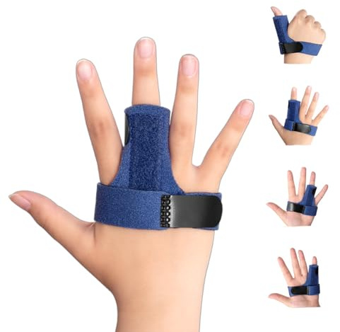 Linken und Daumenbandage rechts, Daumenorthese, Blau Fingerschiene für alle Finger, zur Linderung von Sehnenscheidenentzündung, Blockaden, Verkrümmungen und Schmerzen, Geeignet für alle Finger