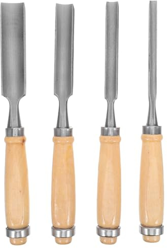 DIYEAH Ensemble de 4 Ciseaux à Bois Semi-Circulaires 6-24 MM en Acier Haute Ténacité Kit de Sculpture sur Bois Gravure et Bricolage Outils Polyvalents pour Artisans et Débutants Couleur