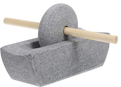 Gadpiparty Molino Manual de Piedra 12 CM Manivela para Molinillo de Especias y Medicamentos, Trituradora de Cocina Tradicional para Café, Té y Condimentos, Amoladora Manual Resistente y