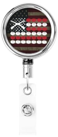 Skeet Shooting USA Flag Trap Shooting Clay Pigeon Badge Reels Holder Retractable Heavy Duty Metal Badge Holder with Belt Clip for Key Name Card Office