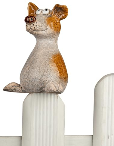formano Zaunsitzer Zaunfigur Zaundeko Hund sort. 18cm aus Steinzeug mit Matter+ glänzender Oberfläche, handbemalt