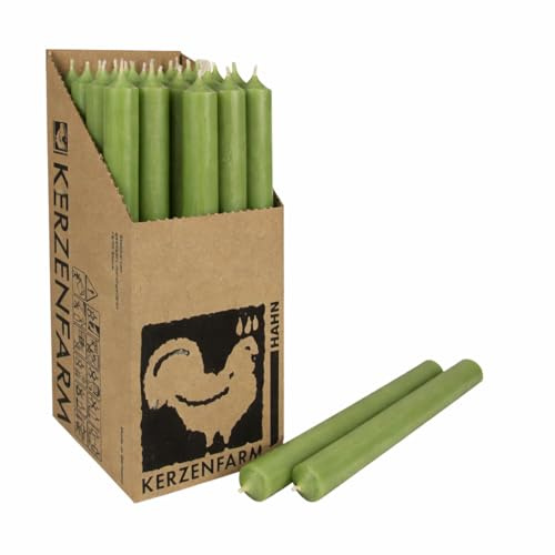Extra lange Stabkerzen durchgefärbt 25cm (250x22mm) | RAL Tafelkerzen mit 12h+ Brenndauer | Ohne Tropfen & Rußen | Leuchterkerzen für Deko | Made in Germany (10, Jade Grün)