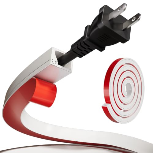 2m Mini Silicone Cable Trunking for 1 Cord, White Wire Cover | Self Adhesive Flexible Cable Raceway, Single Wire Tidy for TV & Desk Cords, Hide Wall Cables for Home Office Cable Management