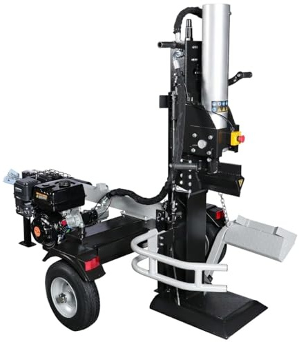 Benzin Holzspalter 35 Tonnen – Profi Brennholzspalter mit 10,1 PS Motor, Stehend nutzbar, hydraulischer Spalter für hartes Holz Vertikal Holzspalter 35t max 510mm