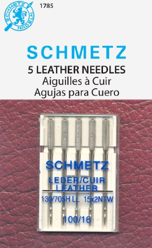 SCHMETZ Leather Sewing Machine Needles – Heavy Duty Specialty Supplies, Size 100/16, 5-Needle Cards, Pack of 1