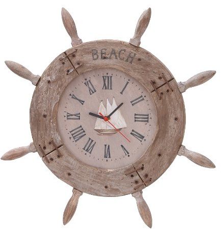 Deco 79 madera rueda de barco reloj náutica decoración marítima, 50,8 cm
