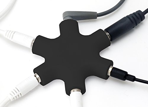 MyGadget Divisor Jack 3.5 mm - Splitter de Auriculares - Conector 5 Salidas - Adaptador para Compartir Música en Móvil Tablet Samsung iPhone Huawei Xiaomi - Negro