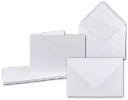25x DIN B6 Faltkarten-Set - querdoppelt-langdoppelt - inklusive Umschlag in DIN B6 - Hochweiß/Kristallweiß - 115 x 170 mm - Einladungskarten - Blanko - Doppelkarten - FarbenFroh by Gustav Neuser