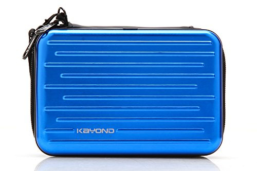 KAYOND Stötsäker silver aluminium bära resa skyddande förvaringsväska väska för 2,5 tum bärbar extern hårddisk HDD USB 2.0/3.0 (blå)