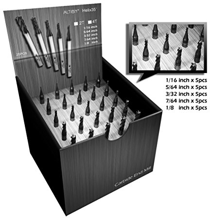 SPEED TIGER Micrograin Carbide Square End Mill - 4 Flute - ISE-SET-4T (25 Pieces) - for Milling Alloy Steels, Hardened Steel, Metal & More – Mill Bits Sets for DIYers & Professionals