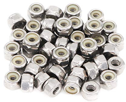 BinifiMux 50pcs 1/4-20 Inch Nylon Inserted Self Locking Nuts - 304 Stainless Steel, 1/4 Nylock Nuts for Furniture, Tools, Handle