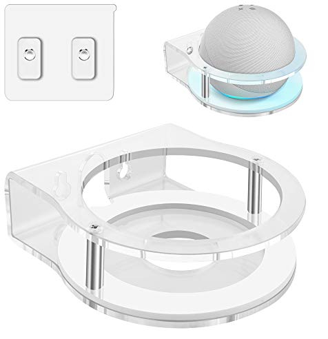 Geekria - Supporto da parete in acrilico per Echo Dot (4° generazione) con orologio LED e Alexa, supporto per altoparlante stabile per Amazon All-New 2020 Echo Dot Smart Speaker (trasparente)