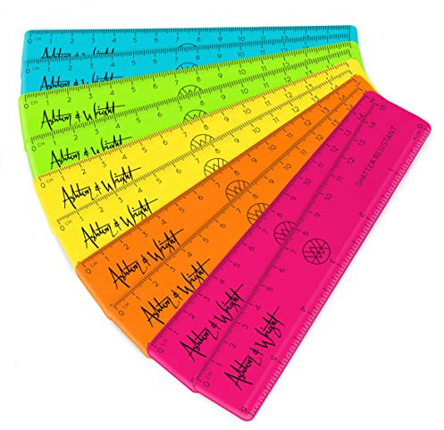 Ashton and Wright - 6 Inch / 15cm Rulers - Shatter Resistant - Pack of 10 Tropical Neon