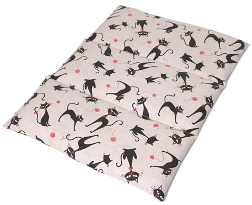 GIRAFFENLAND Johanniskernkissen groß 40x30cm - 3-Kammer - Katze-Mimi - Wärmekissen - Körnerkissen