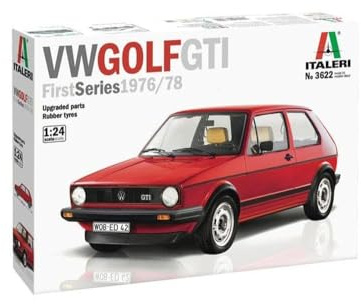 Italeri 3622S 3622S-1:24 VW Golf GTI Rabbit, Modellbau, Bausatz, Standmodellbau, Basteln, Hobby, Kleben, Plastikbausatz, detailgetreu, unlackiert Mittel