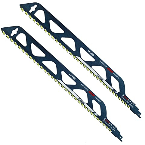 LAIWOO 2 Stück Säbelsägeblätter Stein, Hartmetallstahl Sägeblätter, Ytong Säge, Ziegelsäge Säbelsäge für Porenbeton, Beton für Einhell, Dewalt, Bosch (S3243HM, 505mm)