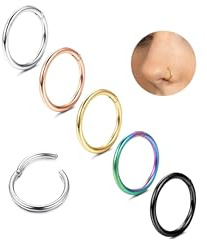 Milacolato Nostril Piercing Ring Titan G23 Für Damen Herren Nasenpiercing | Septum Clicker, Multi-Color Ohrpiercing Ohrknorpel Knorpel Helix Daith Ohr Piercing Schmuck Set