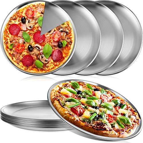 Thenshop 8 Pieces Silver Pizza Pans 10 Inch Bakeware
