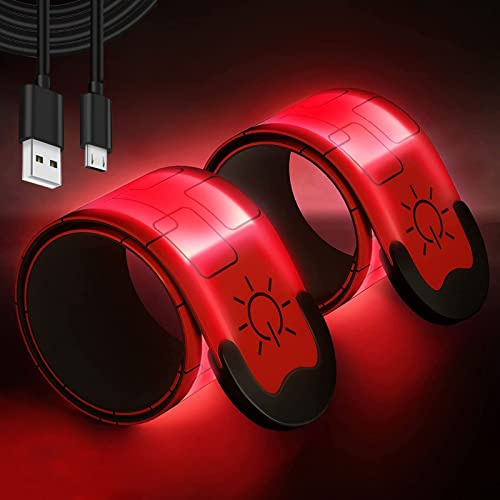 Led Armband Aufladbar, 2 Stück Reflective Leucht Armbänder Licht Armband Leuchtbänder USB Wiederaufladbar Leuchtarmband Reflektorband Nacht Sicherheits Licht für Erwachsene Joggen Herren Laufen
