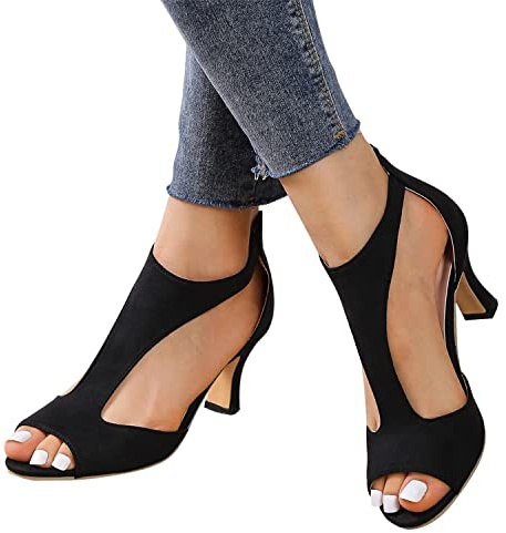 tinetill Sandales pour Femmes à Talon Chaussures d'été Sandales élégantes Talons Hauts Escarpins Sandales Romaines avec Fermeture éclair Sandales Romaines Bouche de Poisson Chaussures de soirée