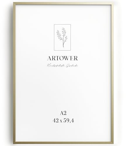 Artower® Bilderrahmen für DIN A2 42 x 60 cm Natur Hell Holz Dünner Rahmen | Posterrahmen Groß Vintage Collage | Picture Frame Natural Wood 42 x 59,4cm | Holzbilderrahmen Poster Echtholz
