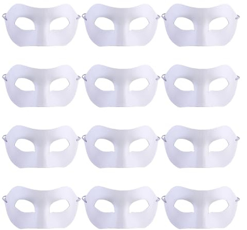 Nereds Lot de 12 masques vierges Zorro Demi-visage pour Halloween, Noël, cosplay