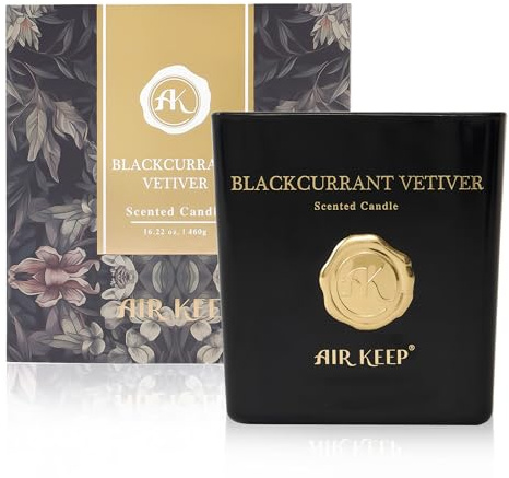 Airkeep Candle Duftkerze Blackcurrant Vetiver, 460g Kerze mit langer Brenndauer bis zu 94 Stunden, Geschenke Kerze für Frauen Männer