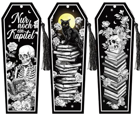 30 Stück Halloween Lesezeichen,Nur noch Ein Kapitel Lesezeichen | Gotische Schwarze Katze mit sprüchen, mit Skelett Gothic Buch Lesezeichen Geschenke für Buchliebhaber