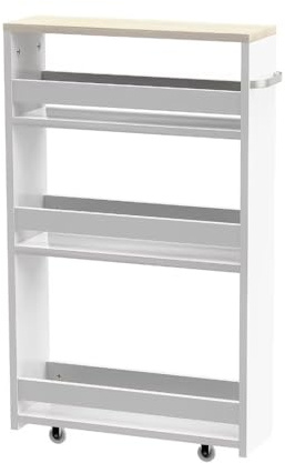 Fabulcozy Chariot de Rangement 3 Niveaux Desserte Chariot de Cuisine et de Salle de Bain Étagère de Rangement Mobile 48Lx15Ix80H cm