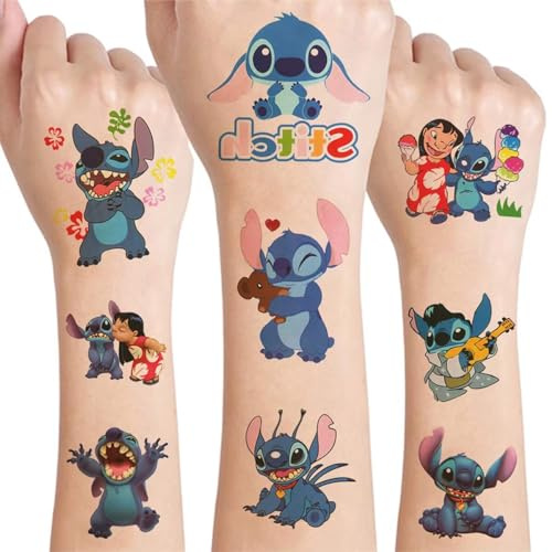Lilo et Stitch Tatouage Éphémère, Kit Décoration de Fête et Cadeau Anniversaire