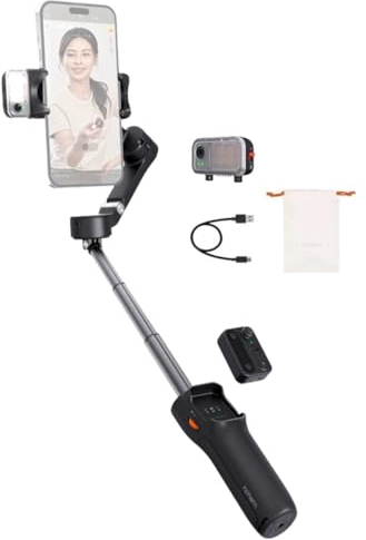 Hohem iSteady V3 Gimbal per Smartphone – Stabilizzatore a 3 assi magnetico AI, luce di riempimento, controller rimovibile, asta di prolunga integrata e treppiede per streaming live e vlog