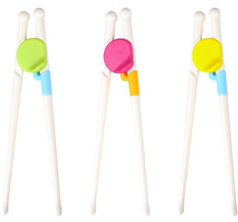 TRKETK 3 Pairs Reusable Children's Chopsticks for Beginners - Easy to Use, Detachable, Right or Left Handed