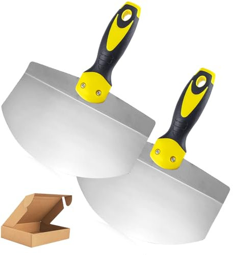 2 spatole per cartongesso, in acciaio inox con manico in plastica, spatola professionale, spatola larga, raschietto per la rimozione di carta da parati e raschiare le pareti