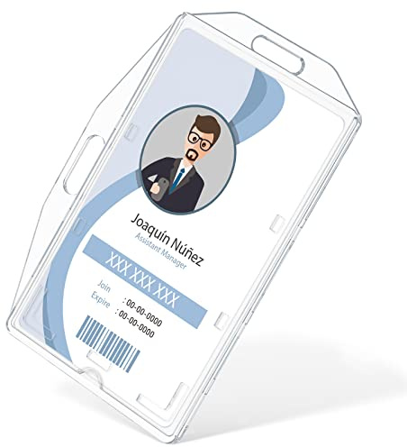 Uniclife 1-Karten Ausweishalter mit Daumenschlitz Einzelkarte Harte Transparente PC-Hülle Schutz für Büro Schule ID Kreditkarte Führerschein und Pass, 2 Stück