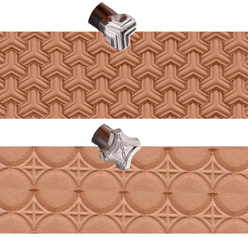 Herramientas de estampado de cuero, 2 sellos profesionales de cuero para trabajar el cuero (121-2+870)