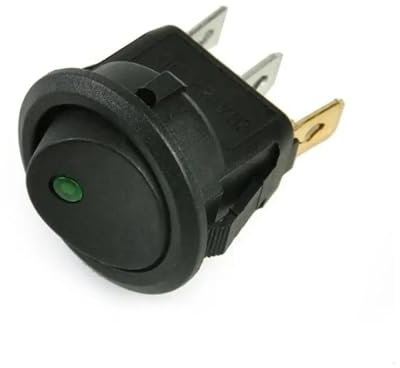 Bouton Fenêtre Voiture Interrupteur À Bascule Rond Marche/arrêt SPST pour KCD1 20A 12V 220V, Lumière À Points LED, pour Voiture Et Bateau Bouton Leve Vitre(Green,220V)