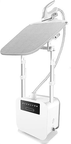 IUBGFTO Vaporizador Vertical de Ropa de tamaño Completo: Plancha de Mano pequeña Profesional de 1800 W, operación con una Sola Mano, Tabla de Planchar incorporada y Tanque de Agua de 2,1 L