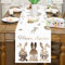 Camino para Mesa Conejo, Camino De Mesa Happy Easter Carrot Huevos de Pascua Flores Tapete para Mesa De Pascua para Primavera, Pascua, Vacaciones, Cocina, Comedor, para Decoración del Hogar,14x72In