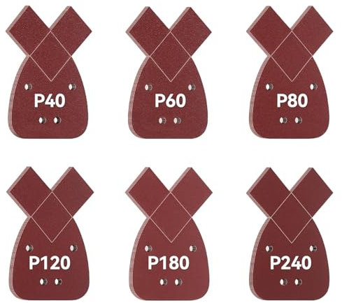 MVPACKEEY 30pcs Black and Decker Mouse Sander Pads, Fine Sandpaper, 4 Holes, Mixed Grits (40/60/80/120/180/240), Aluminum Oxide, For Mouse Sander, Wood, Metal, Plastic