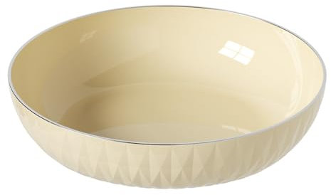 Cuenco Grande para Pasta y Refrigerios, Cuenco para Verduras, Plato Redondo Grande de Color Crema para Servir Frutas, Nueces y Más, Plástico, 6 X 25 X 25 Cm