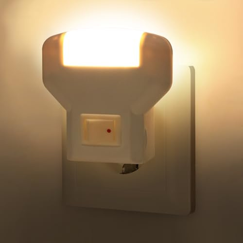 Annmore Luz Nocturna LED para Enchufe, Lampara Noche para Pasillo y Habitación Infantil Bebe, Blanco Cálido 3000K, 1W, con Interruptor (Moderno, 1)